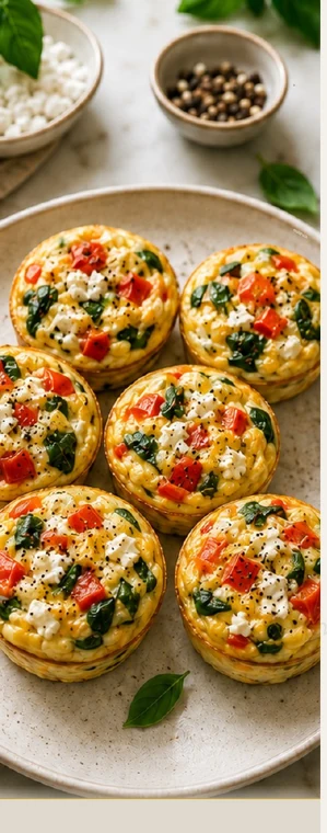 Mini omelets with feta and vegetables